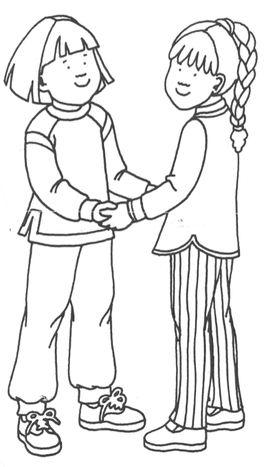 Zeichnung von zwei Mädchen die sich an den Händen halten