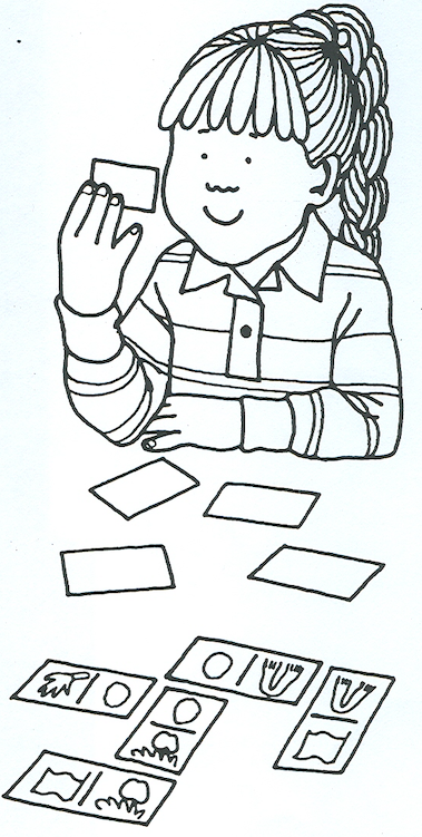 Zeichnung von einem Mädchen das Domino spielt