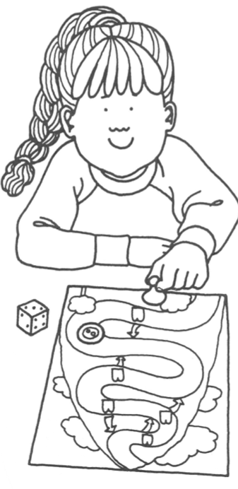 Zeichnung von einem Mädchen dass das Brettspiel spielt