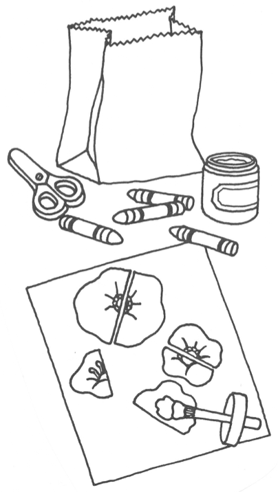 Eine Zeichnung von den benötigten Materialien für das Spiel