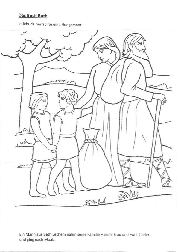 Eine Zeichnung zum Ausmalen zur Megillat Ruth