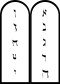 Eine Zeichnung der zwei tafeln mit den 10 Geboten